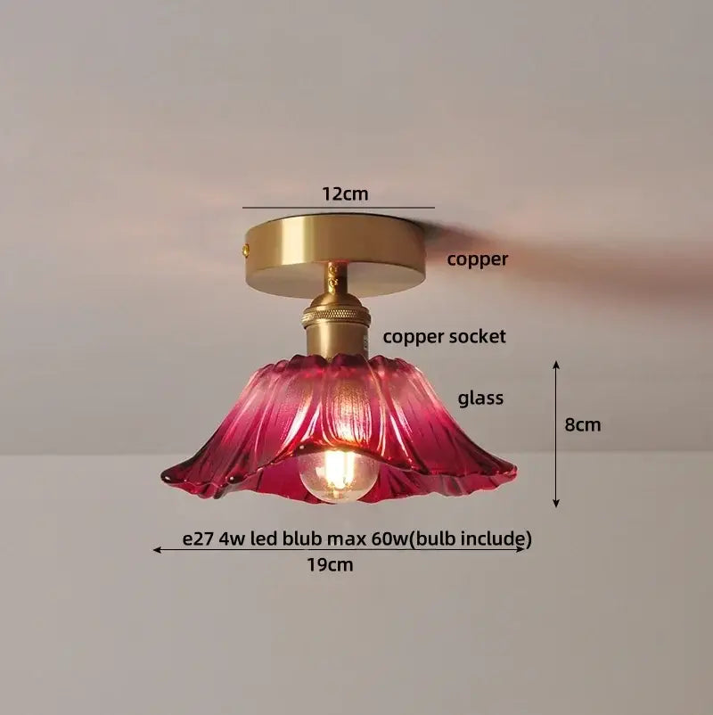 DecorBites™ Lotus Glass LED Ceiling Light with Copper Base - Modern Nordic Design