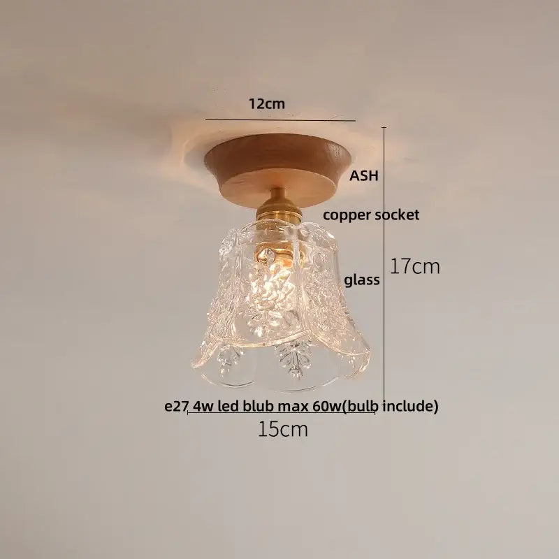 DecorBites™ Lotus Glass LED Ceiling Light with Copper Base - Modern Nordic Design