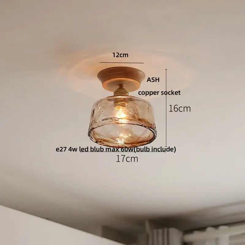 DecorBites™ Lotus Glass LED Ceiling Light with Copper Base - Modern Nordic Design