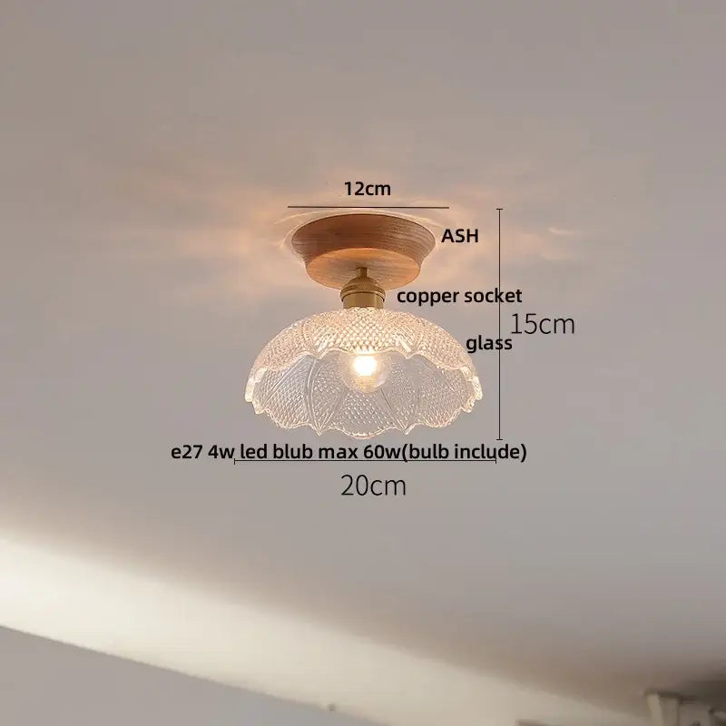 DecorBites™ Lotus Glass LED Ceiling Light with Copper Base - Modern Nordic Design
