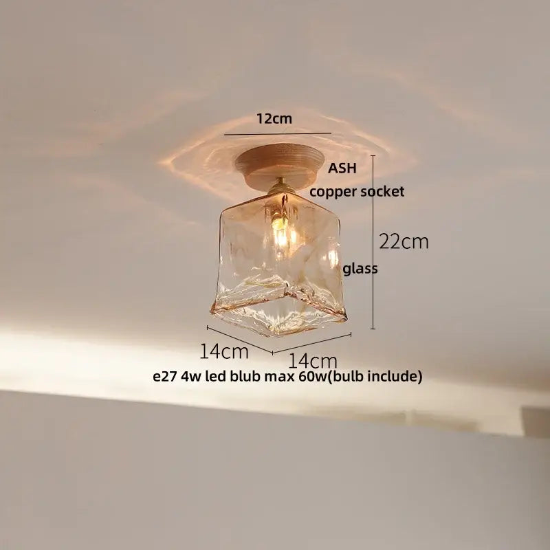 DecorBites™ Lotus Glass LED Ceiling Light with Copper Base - Modern Nordic Design