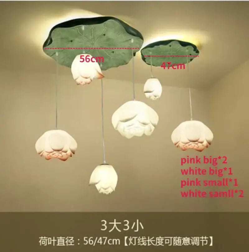 DecorBites™ Lotus Glass Pendant Lamp: Elegant Pink Lotus Lighting for Home Decor