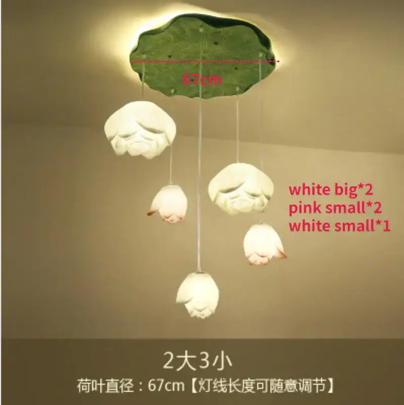 DecorBites™ Lotus Glass Pendant Lamp: Elegant Pink Lotus Lighting for Home Decor
