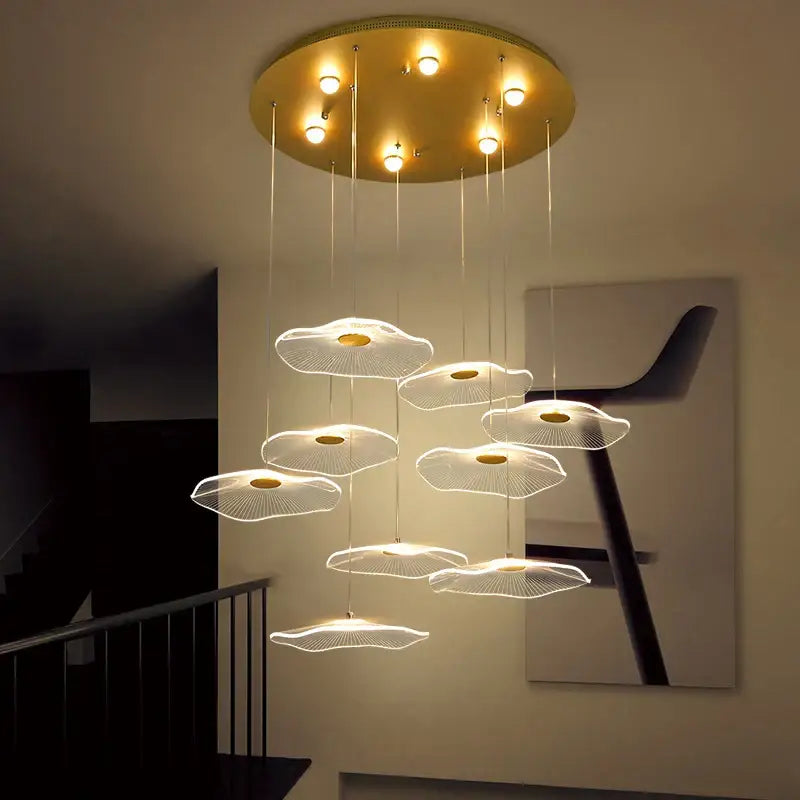 DecorBites™ ثريا لوتس ليف أكريليك نورديك LED للمطاعم وغرف المعيشة والفنادق والفلل