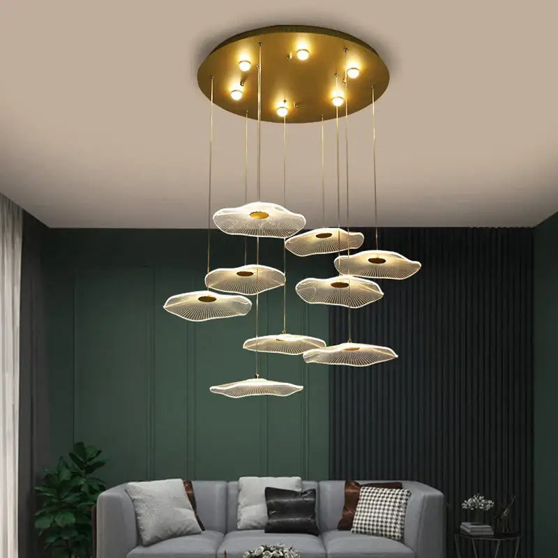 DecorBites™ ثريا لوتس ليف أكريليك نورديك LED للمطاعم وغرف المعيشة والفنادق والفلل