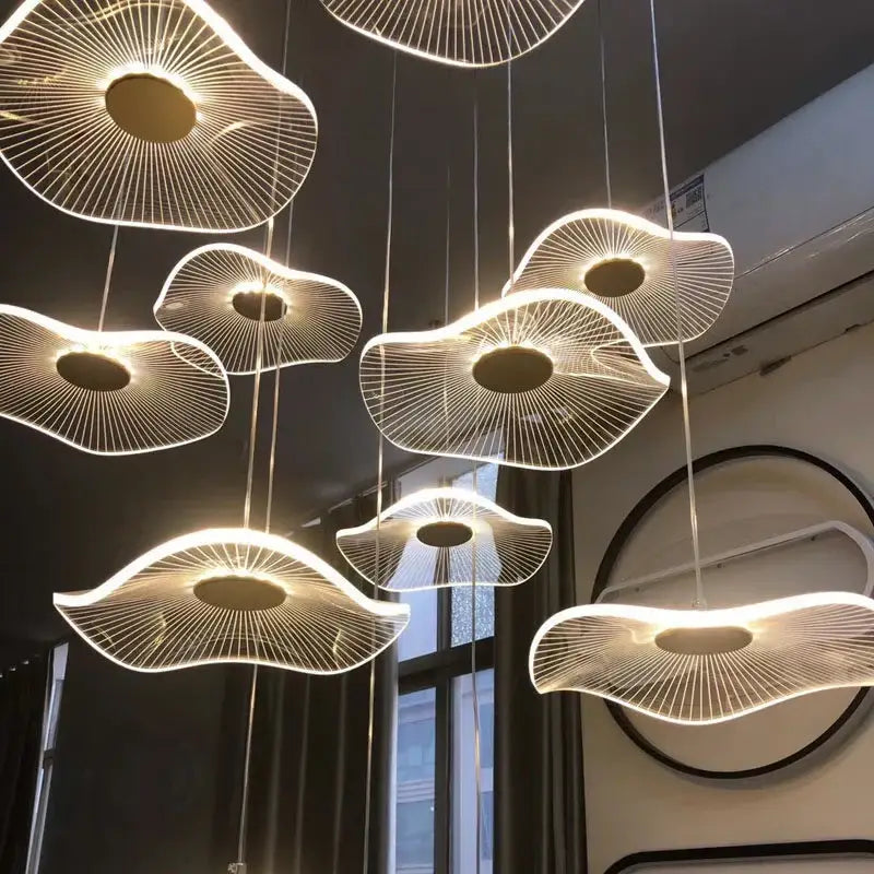 DecorBites™ ثريا لوتس ليف أكريليك نورديك LED للمطاعم وغرف المعيشة والفنادق والفلل
