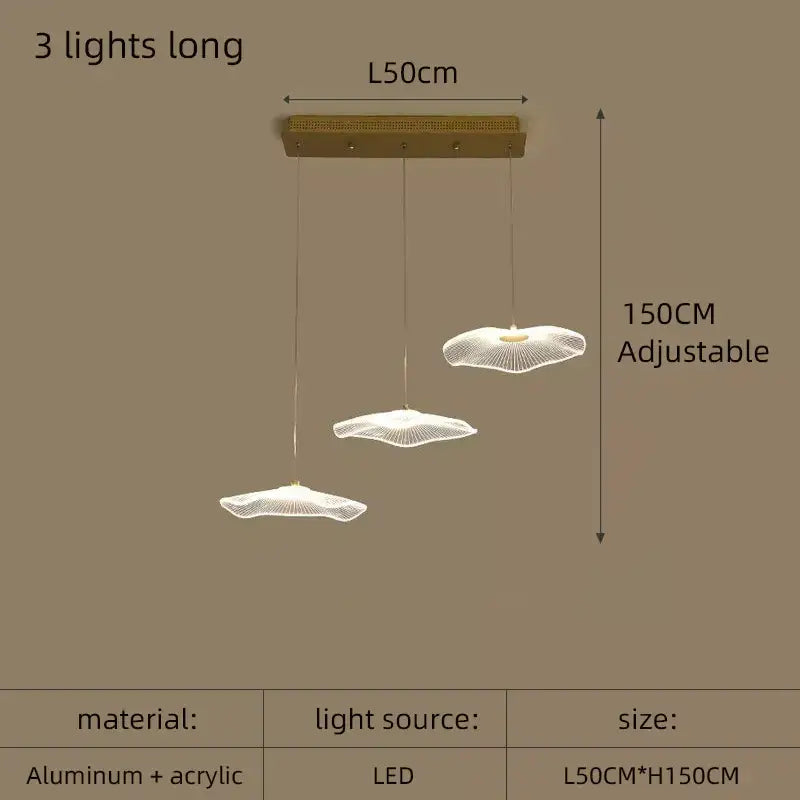 DecorBites™ ثريا لوتس ليف أكريليك نورديك LED للمطاعم وغرف المعيشة والفنادق والفلل