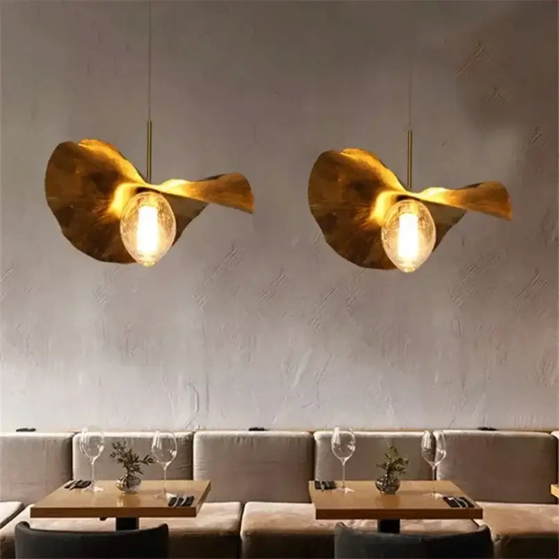 DecorBites™ Lotus Leaf Brass Pendant Lamp for Minimalist Living Room and Dining Room