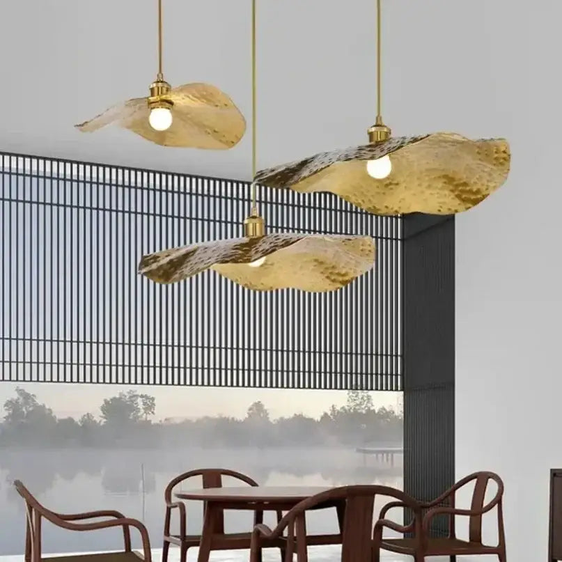 DecorBites™ Lotus Leaf Brass Pendant Lamp for Minimalist Living Room and Dining Room