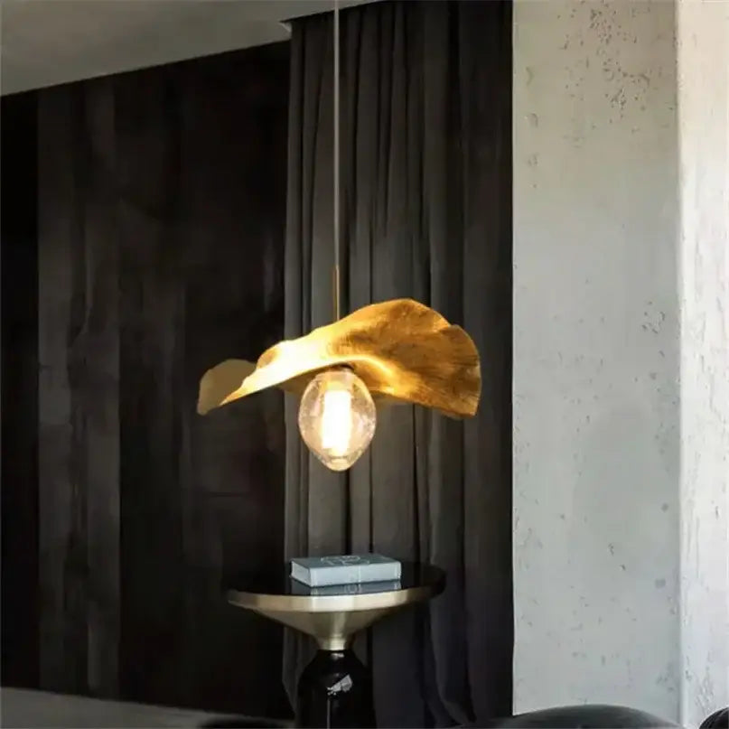 DecorBites™ Lotus Leaf Brass Pendant Lamp for Minimalist Living Room and Dining Room