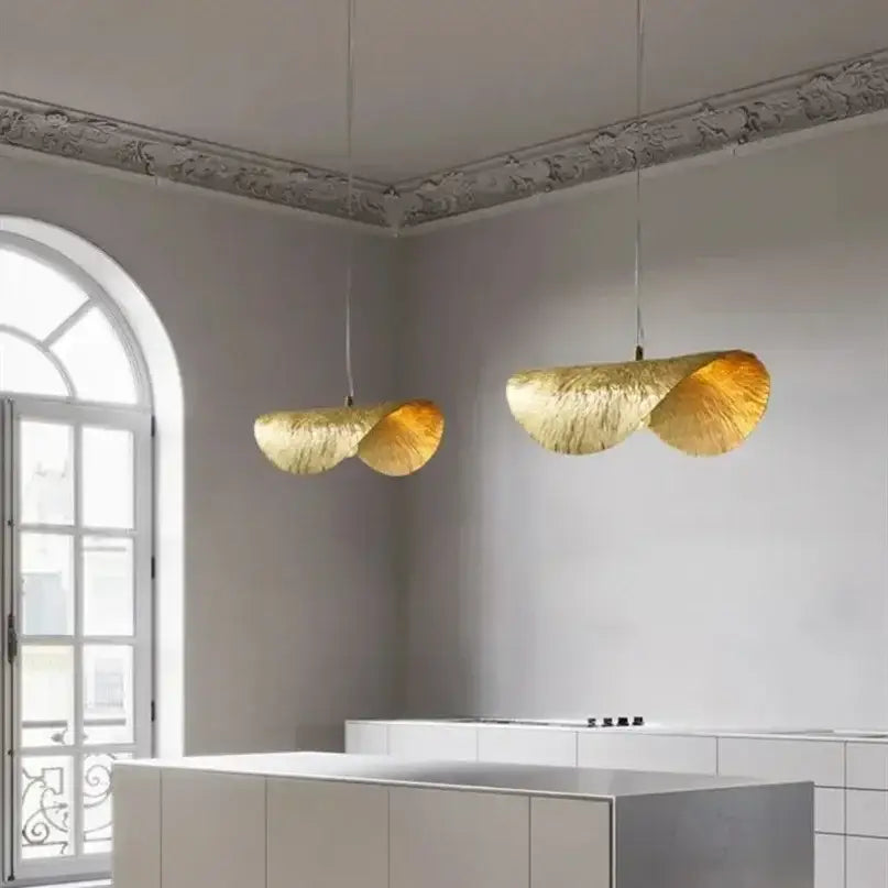 DecorBites™ Lotus Leaf Brass Pendant Lamp for Minimalist Living Room and Dining Room