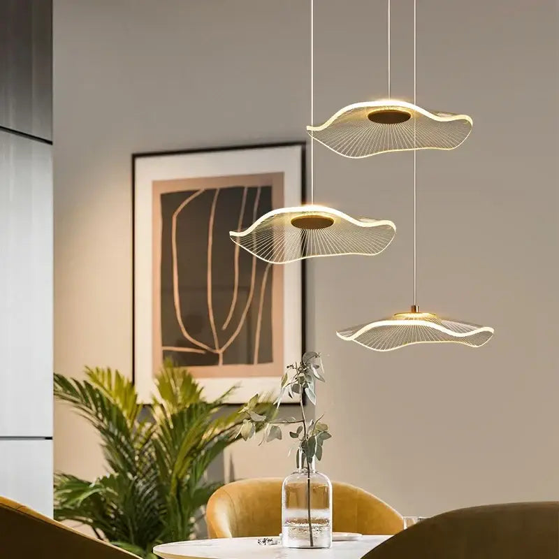 DecorBites™ Lotus Leaf Chandelier: Modern Acrylic Design for Living Room, Bedroom, Aisle Decor