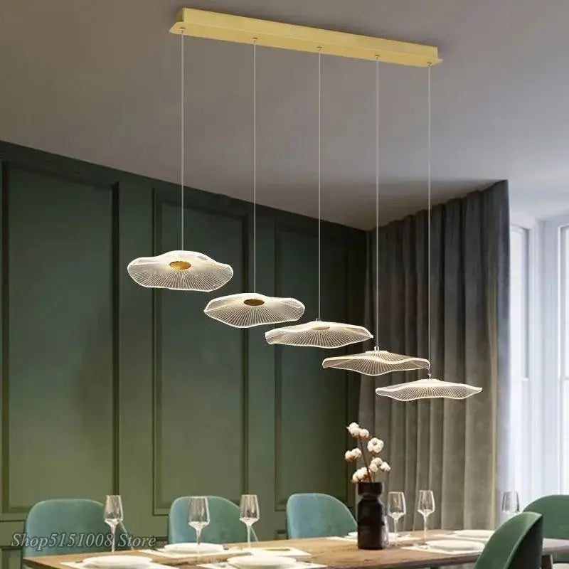 DecorBites™ ثريا ورق اللوتس: مصباح LED معلق عصري فاخر من الأكريليك للفيلا والفندق وغرفة المعيشة