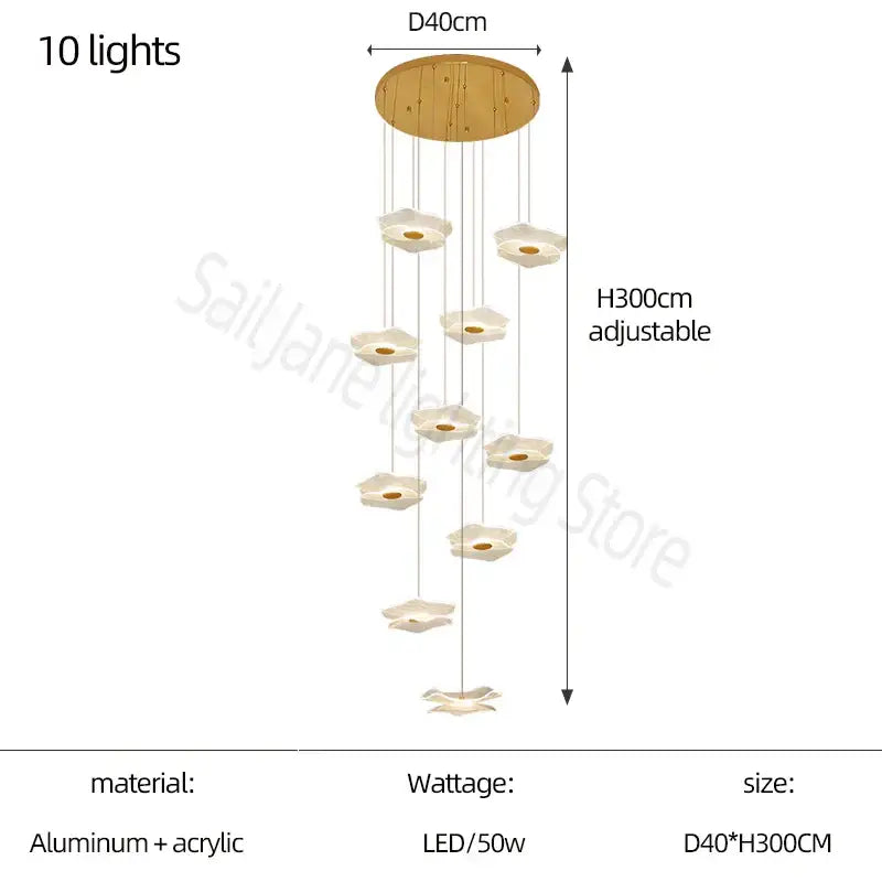 DecorBites™ Lotus Leaf Chandelier: Modern Nordic Design for Living Room, Bedroom, Attic.