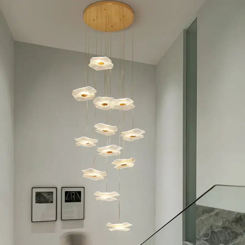 DecorBites™ Lotus Leaf Chandelier: Modern Nordic Design for Living Room, Bedroom, Attic.