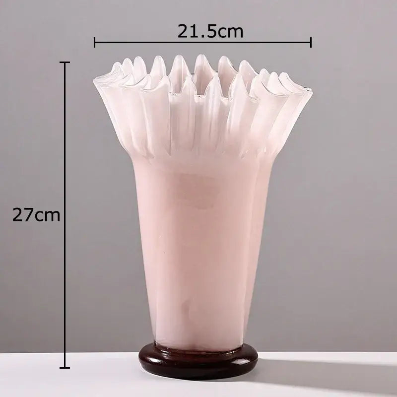 DecorBites™ Lotus Leaf Edge Glass Vase: Table Flower Arrangement Room Decor Aesthetic