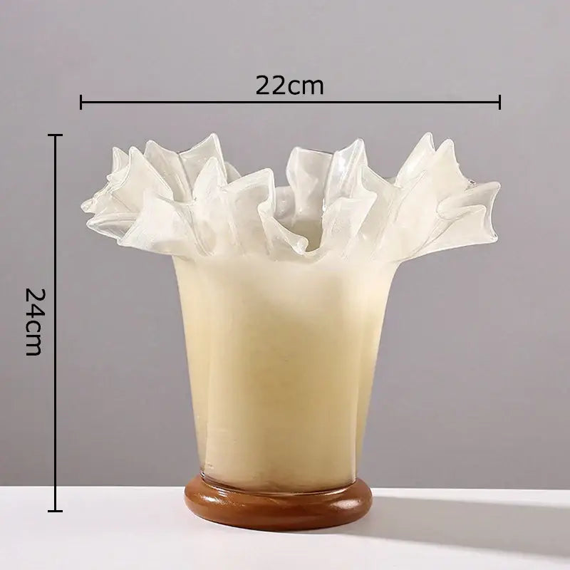 DecorBites™ Lotus Leaf Edge Glass Vase: Table Flower Arrangement Room Decor Aesthetic