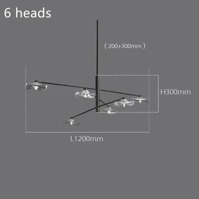 DecorBites™ Lotus Leaf Glass Ceiling Chandelier for Bedroom Living Room Hall Lighting
