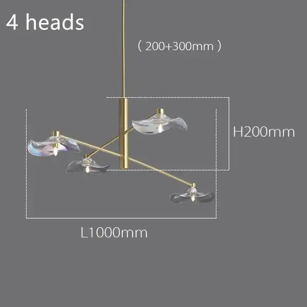 DecorBites™ Lotus Leaf Glass Ceiling Chandelier for Bedroom Living Room Hall Lighting
