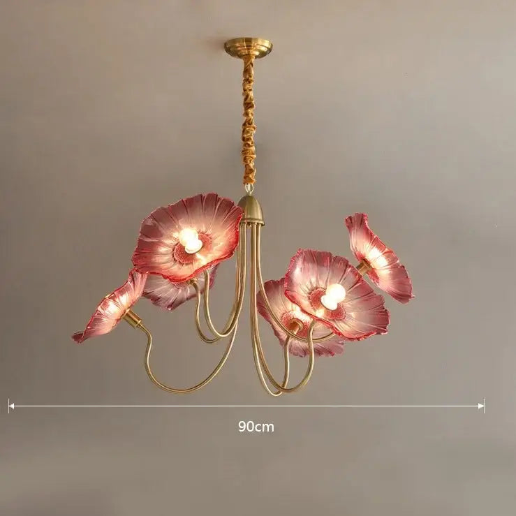 DecorBites™ Lotus Leaf Glass Ceiling Chandelier with E14 Bulb