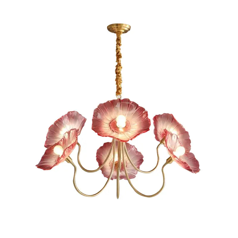 DecorBites™ Lotus Leaf Glass Ceiling Chandelier with E14 Bulb
