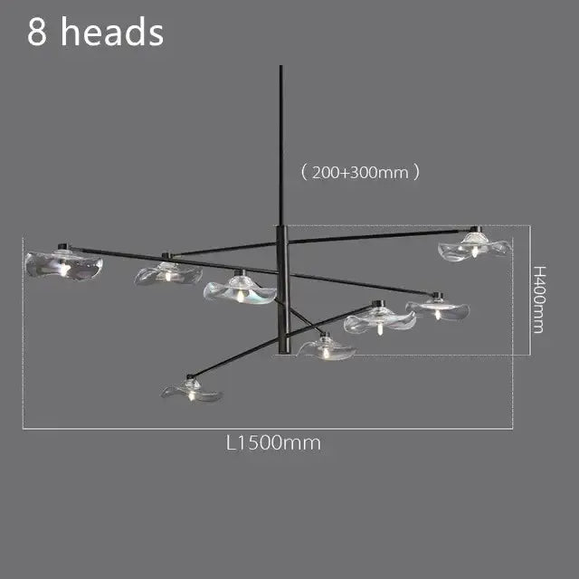 DecorBites™ Lotus Leaf Glass Iron Chandelier for Bedroom Living Room Hall Lighting