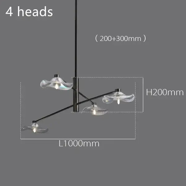 DecorBites™ Lotus Leaf Glass Iron Chandelier for Bedroom Living Room Hall Lighting