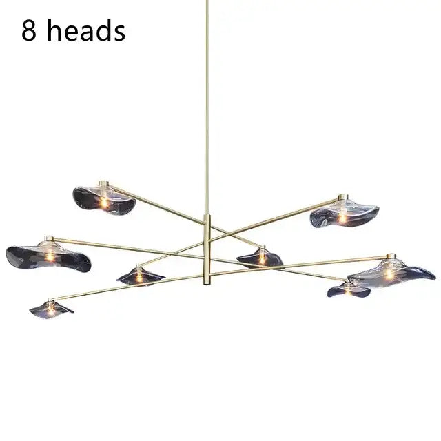 DecorBites™ Lotus Leaf Glass Iron Chandelier for Bedroom Living Room Hall Lighting