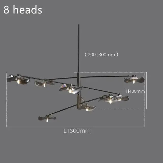 DecorBites™ Lotus Leaf Glass Iron Chandelier for Bedroom Living Room Hall Lighting