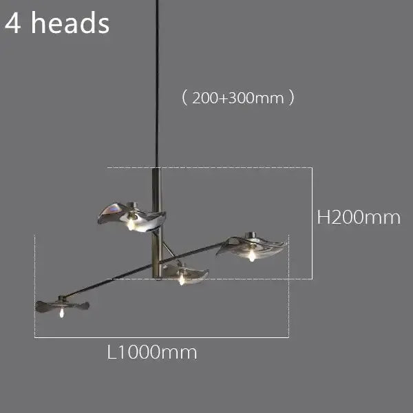 DecorBites™ Lotus Leaf Glass Iron Chandelier for Bedroom Living Room Hall Lighting