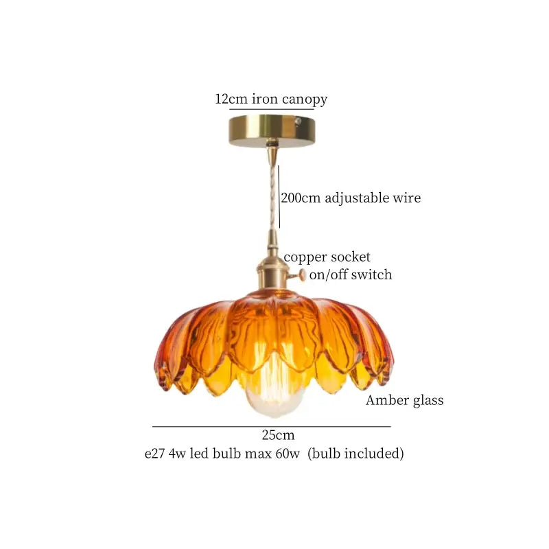 DecorBites™ Lotus Leaf Glass LED Pendant Light - Japanese Style Loft Bar Living Dining Bedroom