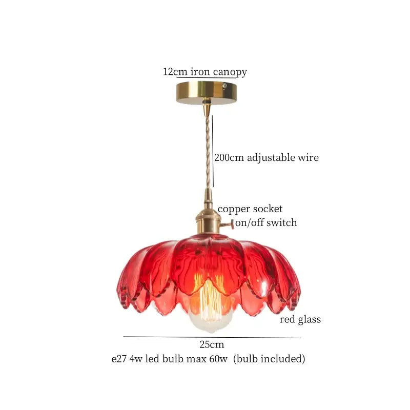 DecorBites™ Lotus Leaf Glass LED Pendant Light - Japanese Style Loft Bar Living Dining Bedroom