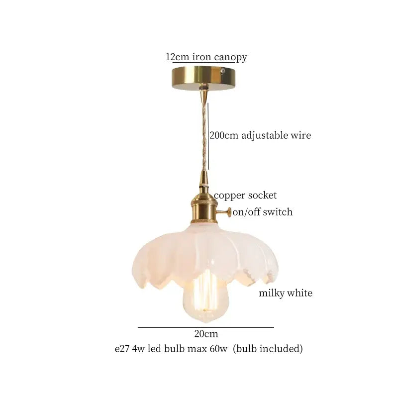 DecorBites™ Lotus Leaf Glass LED Pendant Light - Japanese Style Loft Bar Living Dining Bedroom