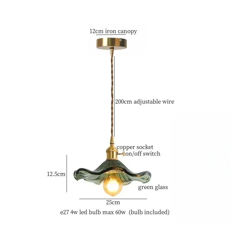 DecorBites™ Lotus Leaf Glass LED Pendant Light - Japanese Style Loft Bar Living Dining Bedroom