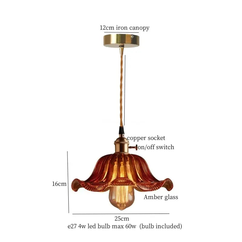 DecorBites™ Lotus Leaf Glass LED Pendant Light - Japanese Style Loft Bar Living Dining Bedroom