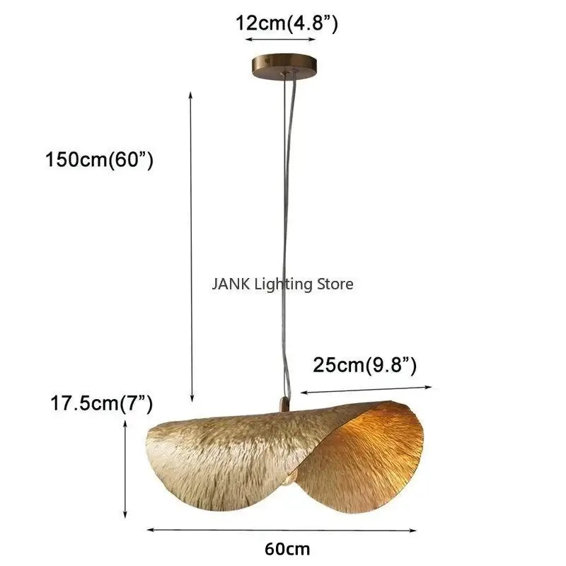 DecorBites™ Lotus Leaf Hat Pendant Lamp: Elegant Copper Design for Living Room, Restaurant, Bar.