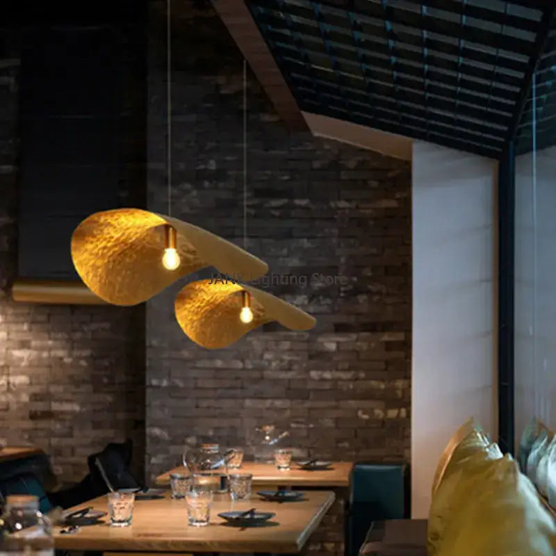 DecorBites™ Lotus Leaf Hat Pendant Lamp: Elegant Copper Design for Living Room, Restaurant, Bar.