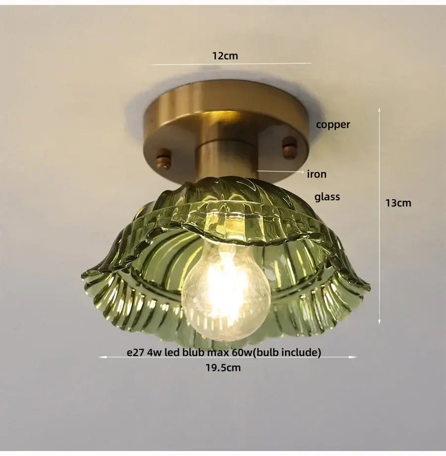 DecorBites™ Lotus Leaf LED Ceiling Lamp Purple Glass Nordic Copper Interior Lighting