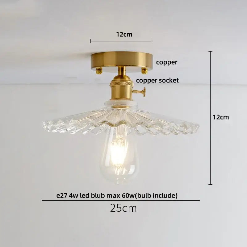 DecorBites™ Lotus Leaf LED Ceiling Lamp Purple Glass Nordic Copper Interior Lighting