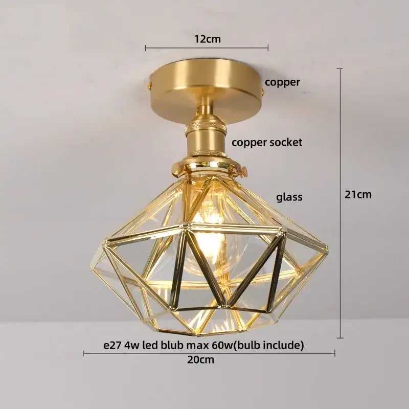 DecorBites™ Lotus Leaf LED Ceiling Lamp Purple Glass Nordic Copper Interior Lighting
