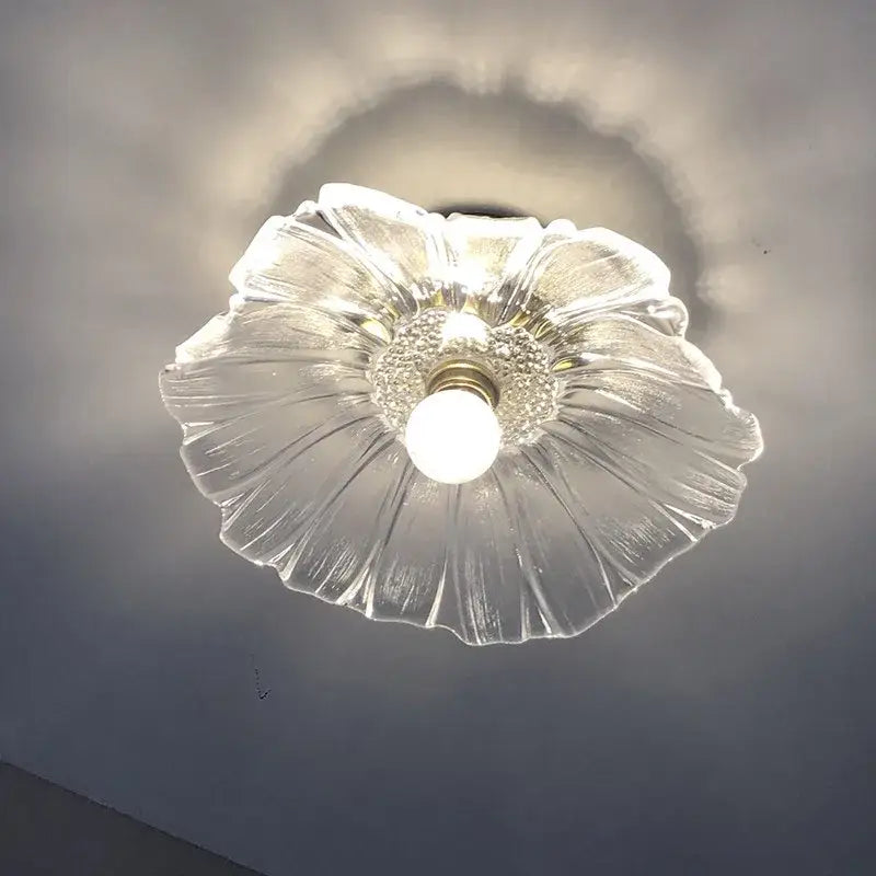 DecorBites™ Lotus Leaf LED Ceiling Lamp Purple Glass Nordic Copper Interior Lighting