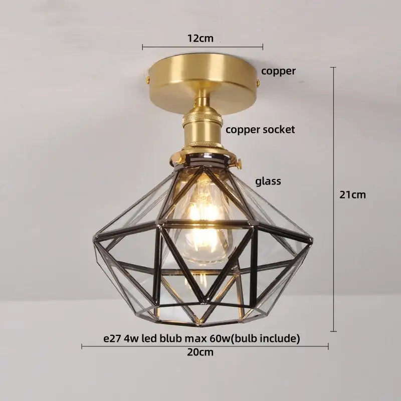 DecorBites™ Lotus Leaf LED Ceiling Lamp Purple Glass Nordic Copper Interior Lighting