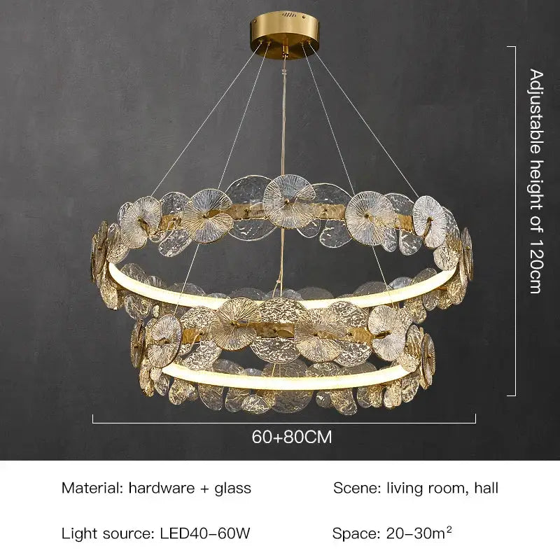 DecorBites™ Lotus Leaf LED Chandeliers for Living Room Bedroom Dining Table Kitchen Lighting Fixtures