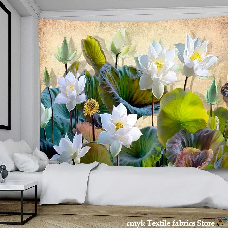 DecorBites™ Lotus Leaf Tapestry: Indian Scenery Wall Hanging for Bedroom Decor