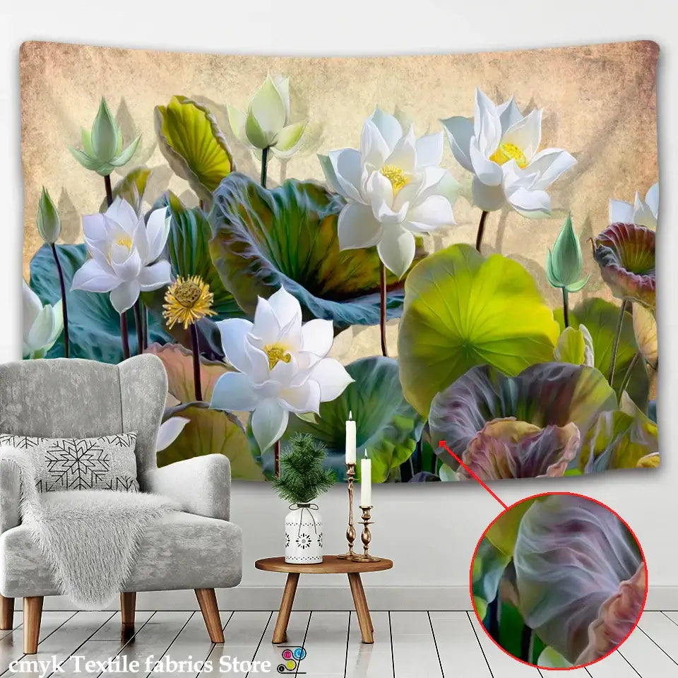 DecorBites™ Lotus Leaf Tapestry: Indian Scenery Wall Hanging for Bedroom Decor