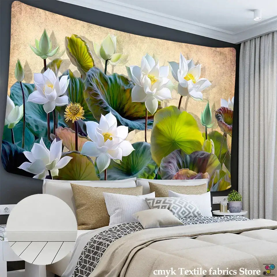 DecorBites™ Lotus Leaf Tapestry: Indian Scenery Wall Hanging for Bedroom Decor