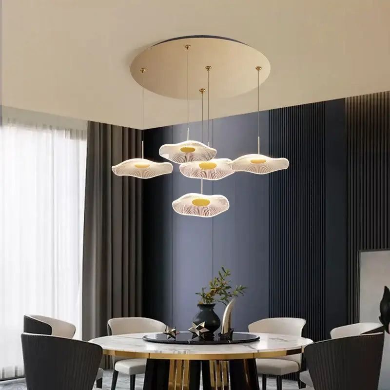 DecorBites™ Lotus Leaf Tea Art Spiral Staircase Chandelier - Chinese Style Pendant Light