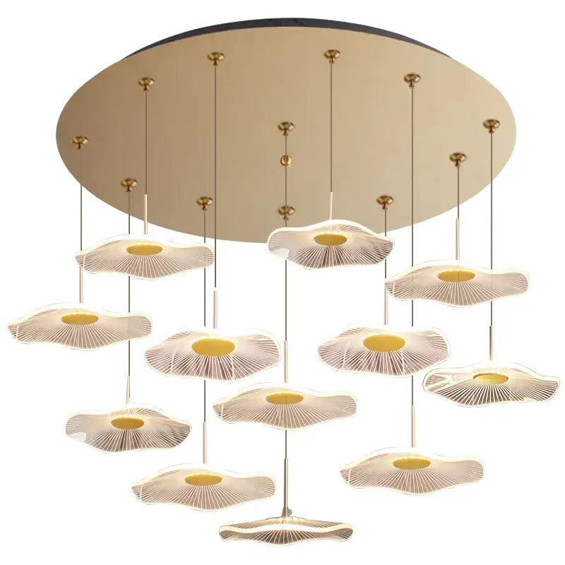 DecorBites™ Lotus Leaf Tea Art Spiral Staircase Chandelier - Chinese Style Pendant Light
