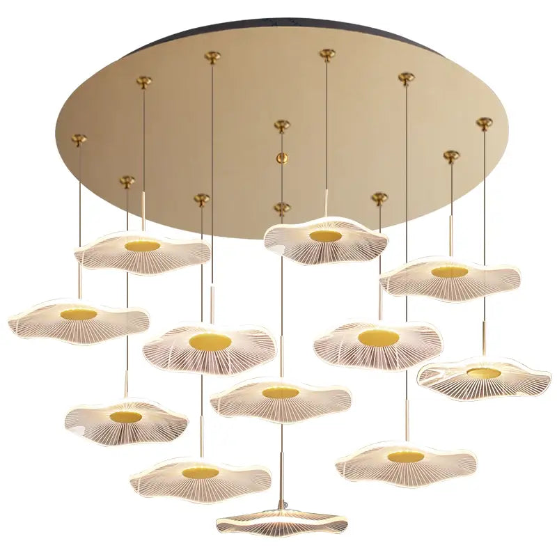 DecorBites™ Lotus Leaf Tea Art Spiral Staircase Chandelier - Chinese Style Pendant Light