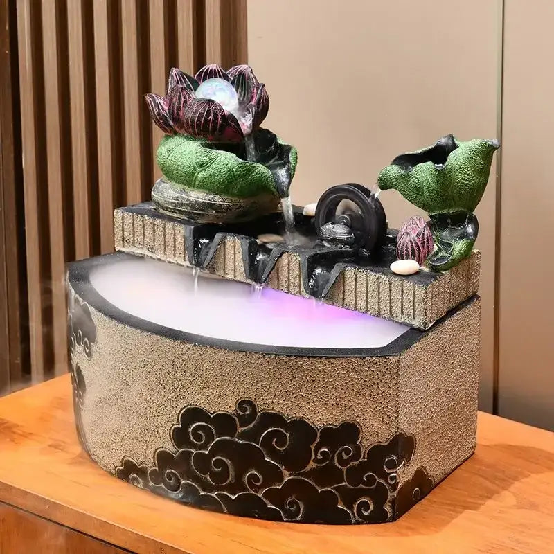 نافورة أوراق اللوتس من DecorBites™: عجلة تدوير لحوض أسماك الفينغ شوي لهدايا الانتقال لمنزل جديد